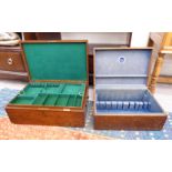 Two similar 20thC canteen boxes with part fitted interiors 6''h 16''w & 6''h 18''w CA
