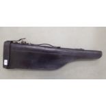 An early/mid 20thC stitched black hide Leg of Mutton style gun case 32''w SL