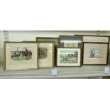 Framed prints: to include 'Shipping off Sheerness' 6'' x 9''; and 'Stukeley Church,