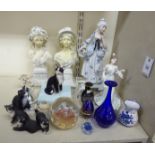 Decorative ceramics: to include two modern 'antique' inspired composition busts of Victorian women,