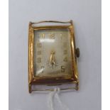 An Eterna 14ct gold rectangular cased wristwatch,