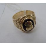 A 10ct gold and black enamel graduation ring,