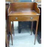 Small furniture: to include a late Victorian mahogany washstand with a frieze drawer,