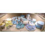 Poole pottery tableware: to include a blue eggshell coloured five piece bachelor's tea set the