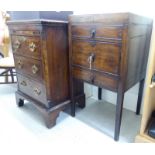A George III mahogany nightstand, the hinged lid over a facsimile drawer and cupboard door,