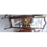 A Edwardian style mahogany and satinwood finished cheval mirror,