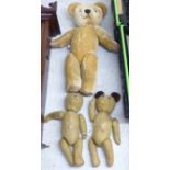 Two similar mid 20thC plush covered Teddy bears with mobile limbs 13''h;