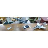 Three diecast model aircraft: to include a commander attack carrier 14''L CA