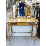 A modern bamboo effect dressing table with a single drawer,