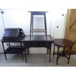 Small furniture: to include a 1920s stained oak two tier hall table,