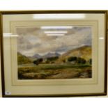 In the manner of David Cox Junior - 'Village of Capel Curig' pencil and watercolour bears a label