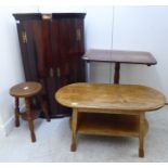 Small furniture: to include a George III mahogany quadrant corner cabinet with a pair of doors,