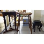 Small furniture: to include a late Victorian oak clover leaf design occasional table,