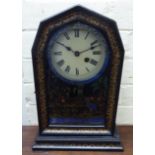 A late 19thC Union Clock Co overpainted and black lacquered mantel timepiece,
