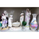 Decorative ceramics and glassware: to include a Victorian Royal Worcester ivory glazed,