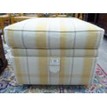 A Greengate cream and yellow fabric upholstered box ottoman,