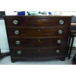 A mid 19thC bow front mahogany dressing chest,