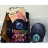 Records, some 78's but mainly vinyl 45's, comprising 1960s/70s jazz, rock,