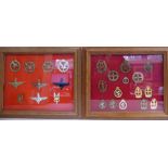 A collection of military badges,