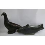 Samson Chengo - 'Water Fish' a carved green hardstone sculpture bears a label for 'National