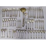 Similarly decorated Continental silver coloured metal flatware,