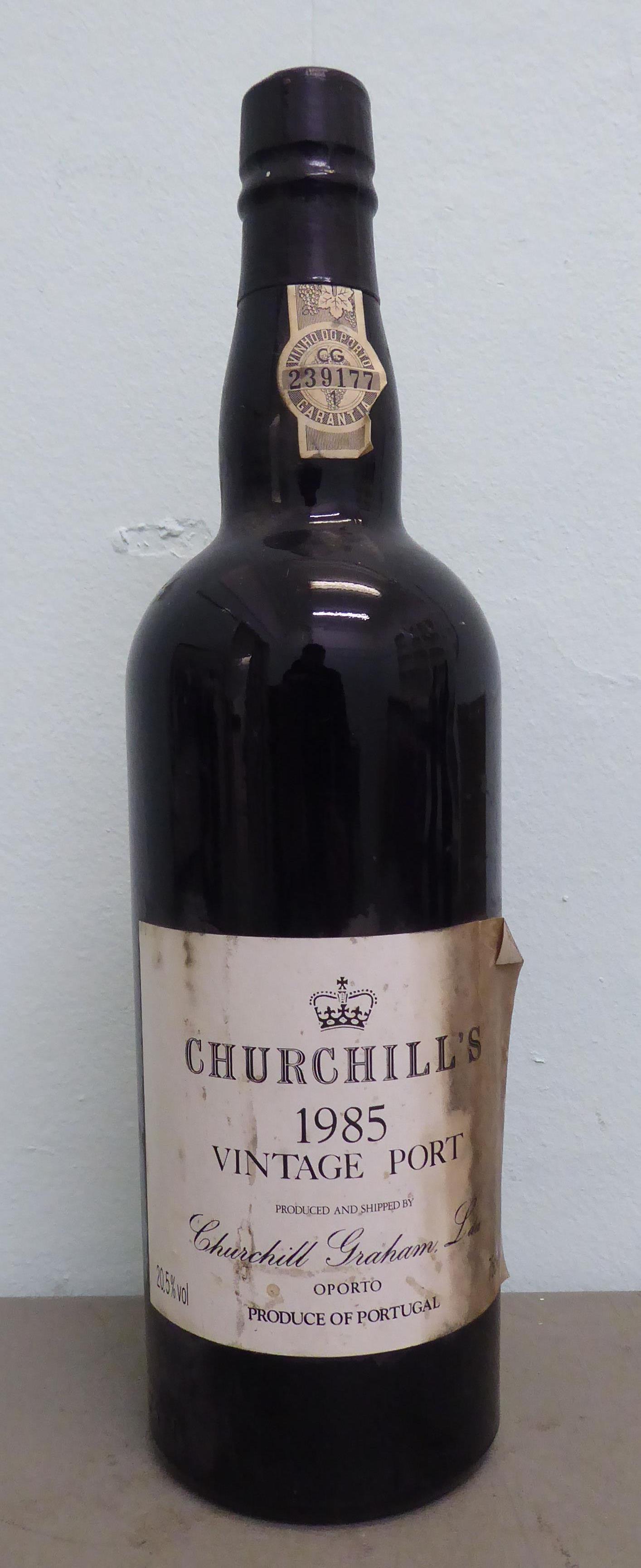 A bottle of Churchill's vintage Port 1985