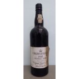 A bottle of Churchill's vintage Port 1985