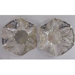 A pair of Victorian style silver sweet dishes of uniformly and decoratively pierced form The Royal