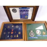 A collection of military and other badges,