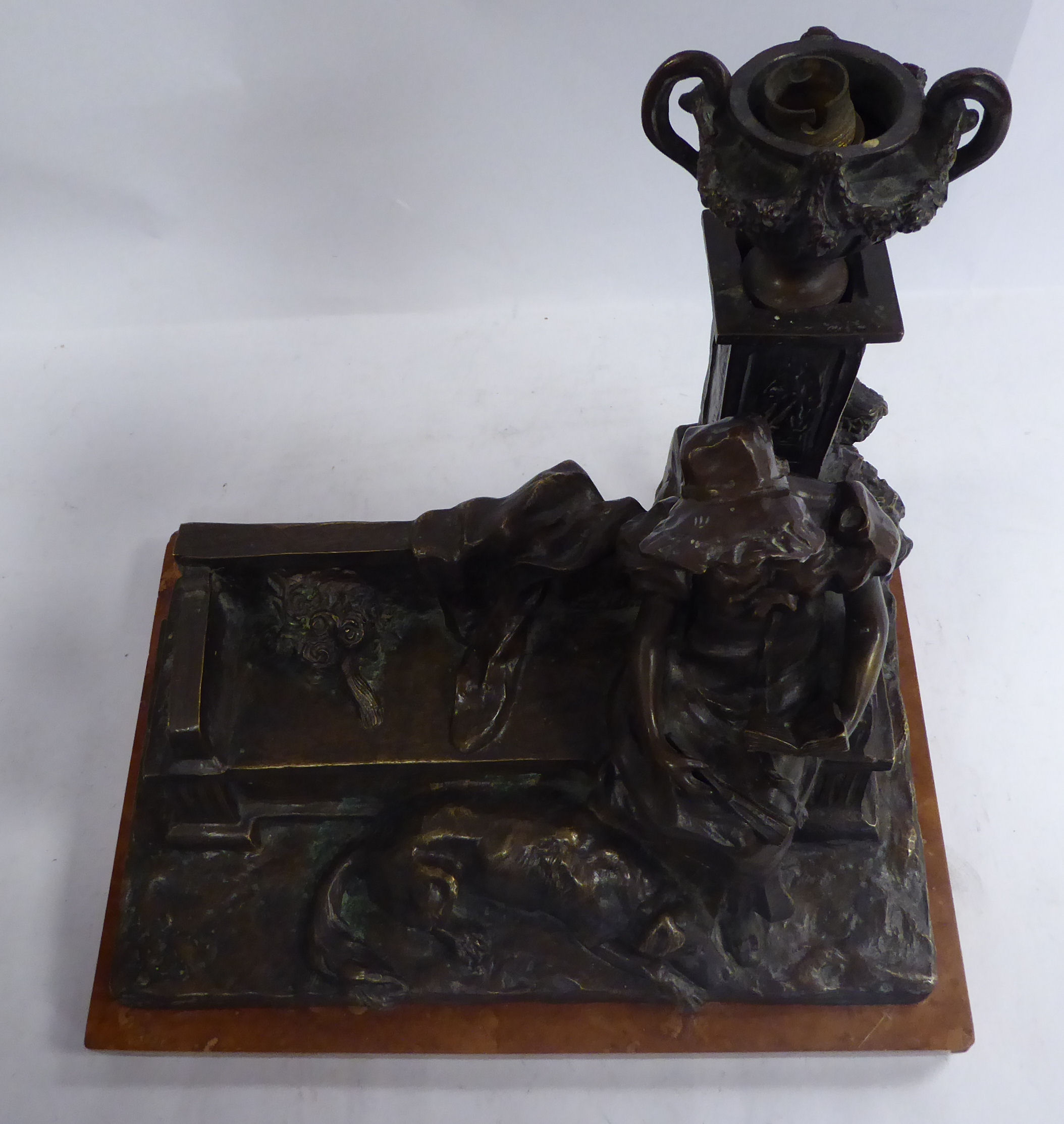 O Hertel - an early 20thC cast and patinated bronze lamp base, - Image 8 of 8