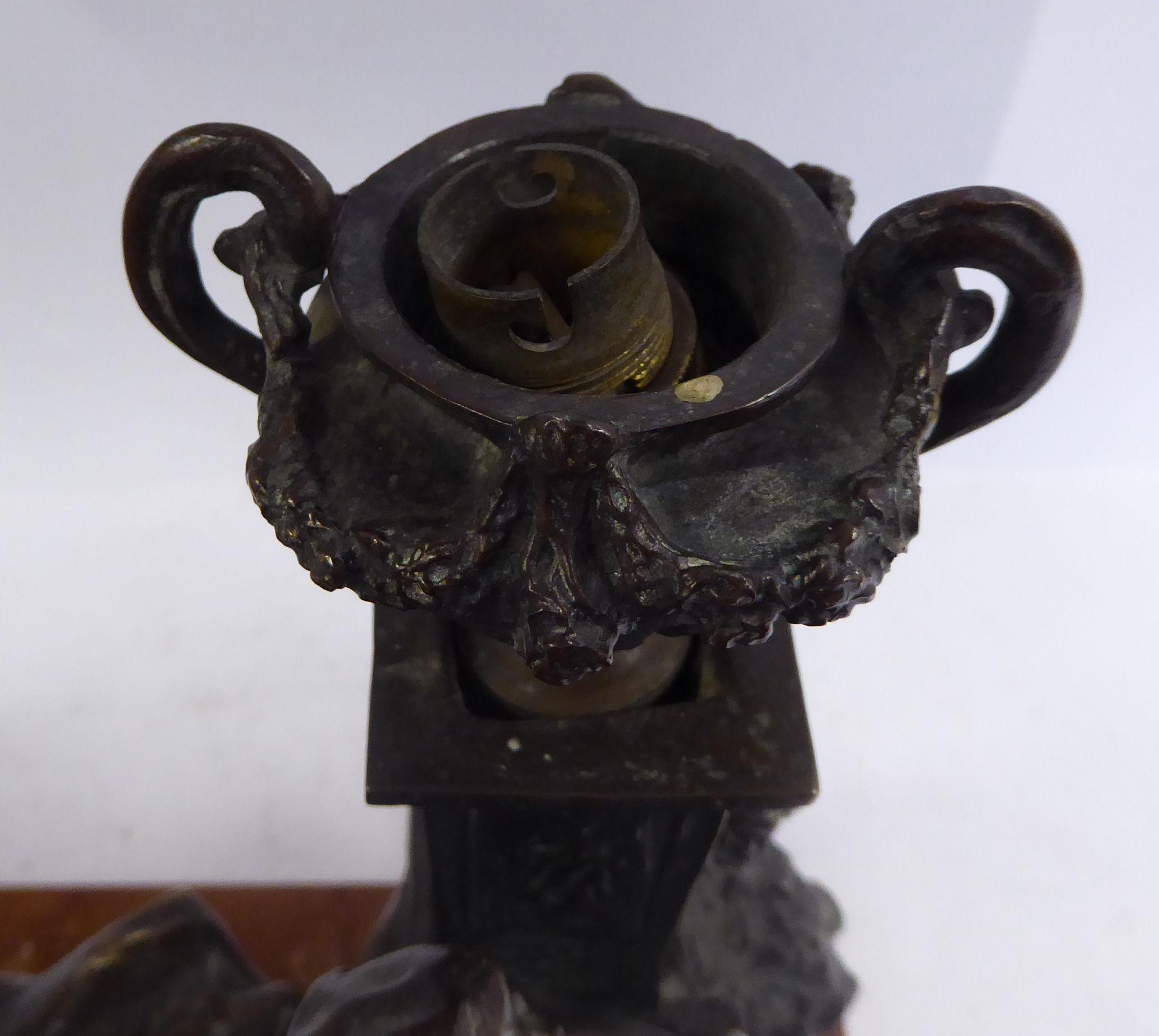 O Hertel - an early 20thC cast and patinated bronze lamp base, - Image 7 of 8