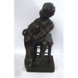 H Fugere - 'La botte a papa' a cast and patinated bronze figure bears an impressed inscription and