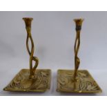 A pair of Art Nouveau Gerschutz cast brass stands,