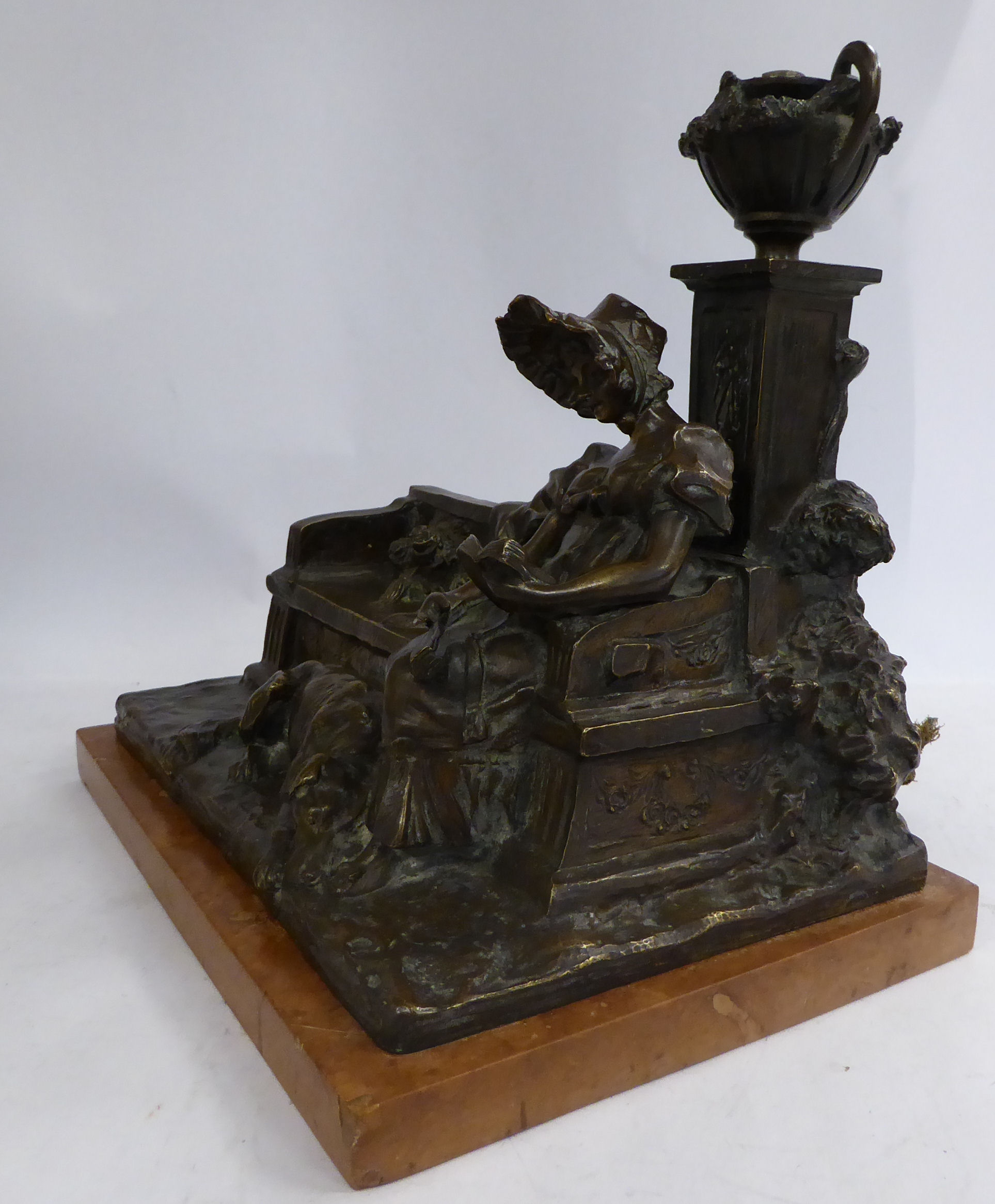 O Hertel - an early 20thC cast and patinated bronze lamp base, - Image 2 of 8