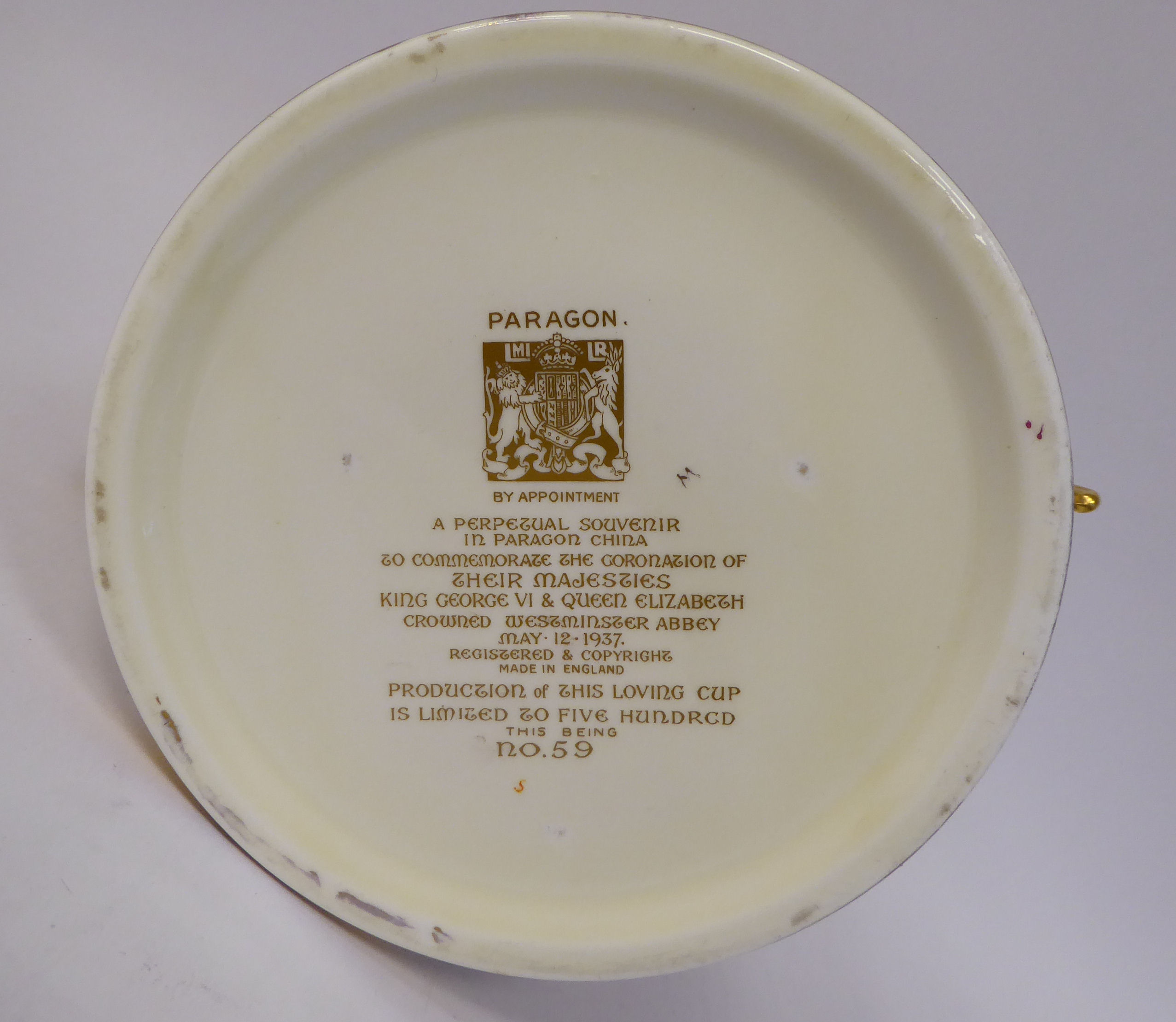 A Paragon china Limited Edition 59/500 loving cup, - Image 9 of 9