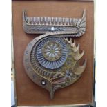 Giovanni Schoeman - a moulded and cast tri-coloured mixed metal wall sculpture,