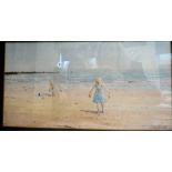 Clifford C Turner - 'Frinton Beach' watercolour bears a signature & a label verso 8'' x 15''