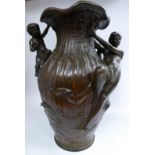 Huppe Milliard - an Art Nouveau cast and patinated bronze lamp base,