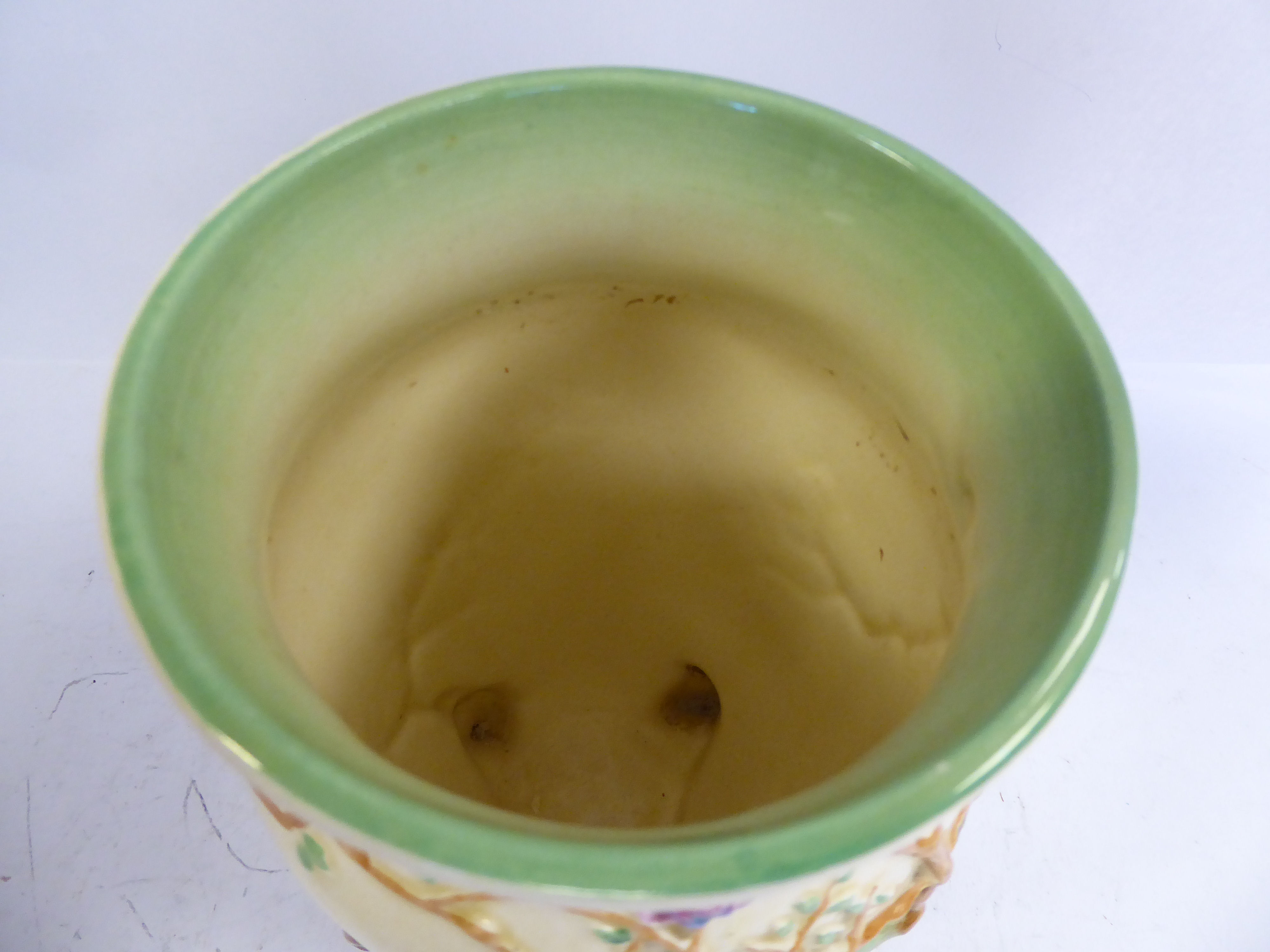 A Clarice Cliff cream glazed china vase of ovoid form, having a flared rim, - Image 4 of 5