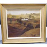 Attributed to Jill Levin - 'Derbyshire Landscape' oil on board inscribed & bears a printed label