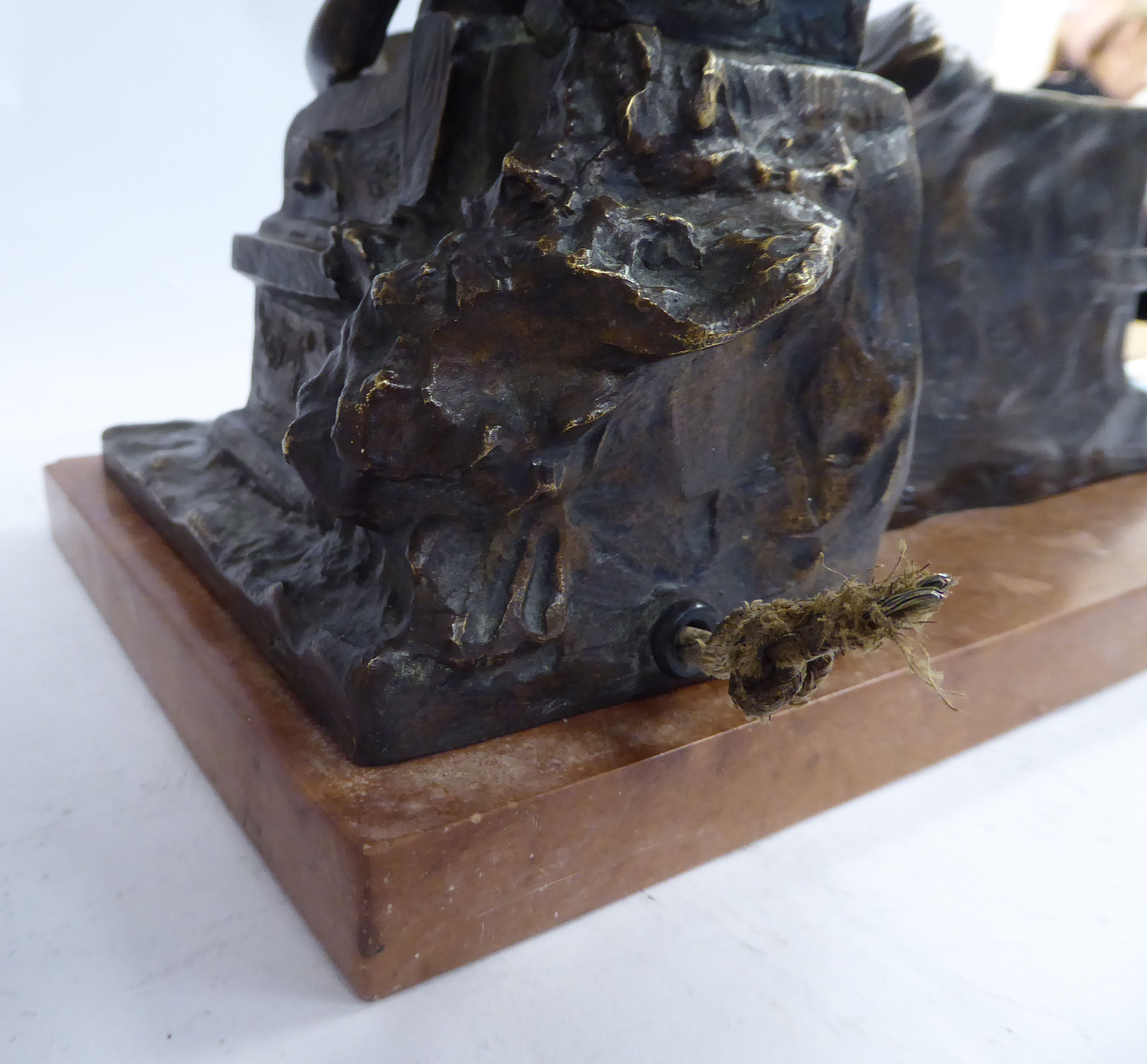 O Hertel - an early 20thC cast and patinated bronze lamp base, - Image 5 of 8