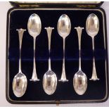 A set of six late Victorian silver Albany rattail pattern coffee spoons FB London 1887