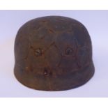 A German parachuter's steel helmet with a stitched hide lining