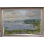 B Sinclair - an Asian shoreline scene with woodland oil on canvas bears a signature & dated 1956