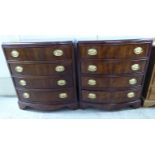 A pair of modern Georgian style mahogany bow front chests,