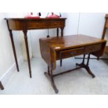 A modern figured walnut sofa style coffee table with two in-line drawers,