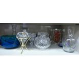 Decorative glassware: to include a Waterford crystal cased mantel timepiece 4.