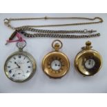 Two gold plated cased half-hunter pocket watches,