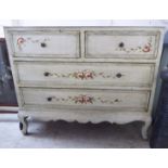 A mid 20thC Continental overpainted pine chest,