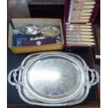 EPNS and stainless steel tableware: to include an oval silver plated twin handled serving tray with